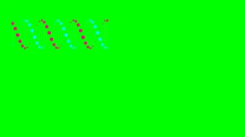 A double helix dna strand composed of pink and blue dots on green background Video stock 340903405
