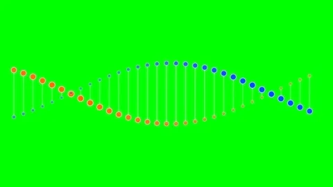 A double helix dna structure rendered with orange and blue dots on green Stock Footage 340265015