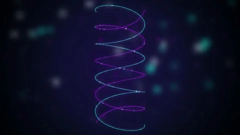 Double helix glowing dna strands twisting seamless loop background Stock Footage 344799285