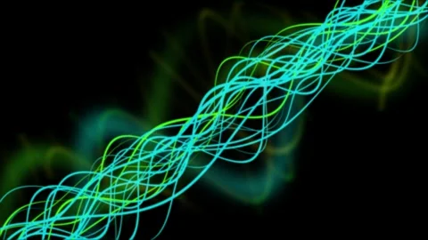 Double helix glowing lines twisting seamless loop background Stock Footage 343627930