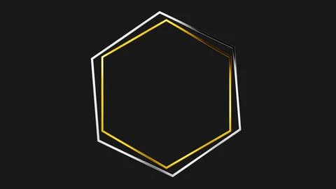Double hexagon ring moving gold silver, Luxury Royal. Gold metallic hex mov.. Stock Illustration