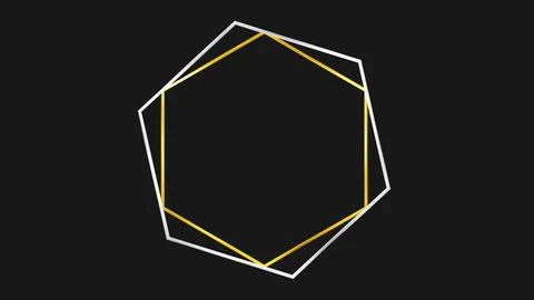 Double hexagon ring moving gold silver, Luxury Royal. Gold metallic hex mov.. Stock Illustration