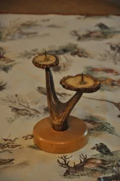 Double historical candlestick Stock Photos