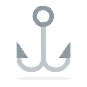Double Hook for fishing flat isolated Stock Illustration