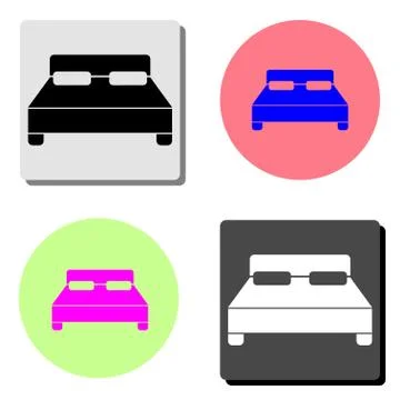 Double hotel room bed. flat vector icon Stock Illustration