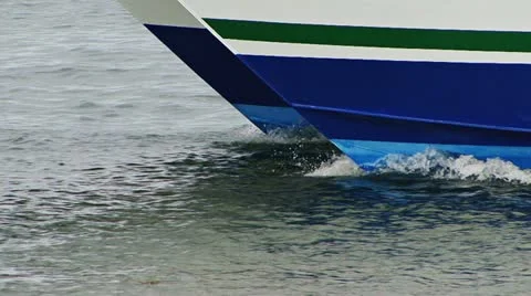 Double Hull Boat Bow Moving Through Water Stock Footage 11076552
