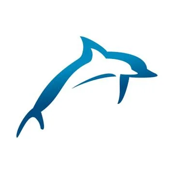 Double Jumping Dolphins Symbol Design Stock Illustration