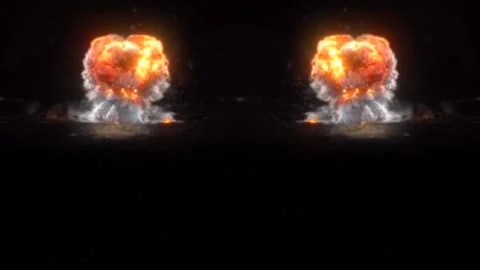 Double Laser Point Explosion Nuclear Bomb Stock Footage 143518038
