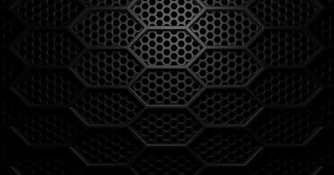 Double layer black small round and large hexagon honeycomb grid grill backgro Ilustración de archivo