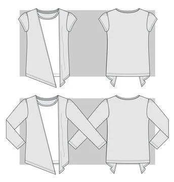 Double Layer T-shirts collection basic set Illustrazione stock