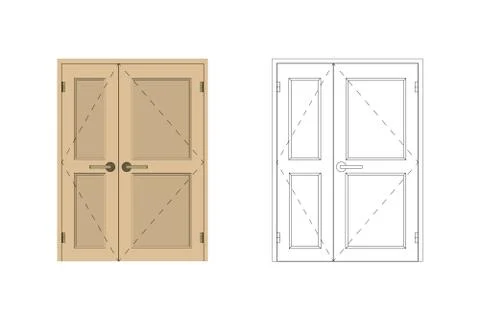 Double leaf door. Stock Illustration