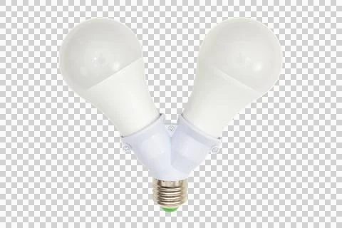Double led light bulbs on y-shaped splitter e27 socket Stock Photos