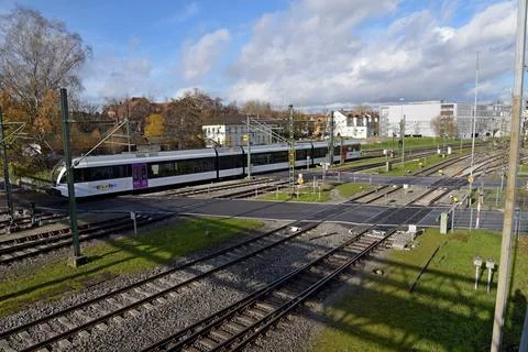 Double level crossing at former border, Konstanz, Switzerland/Germany Stock Photos