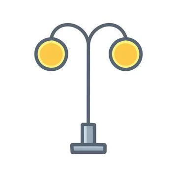 Double light post. Illuminated street post with two lights, perfect for urb.. Stock Illustration