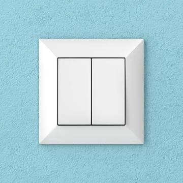 Double light switch Double light switch on blue wall, front view Copyright... Stock Photos