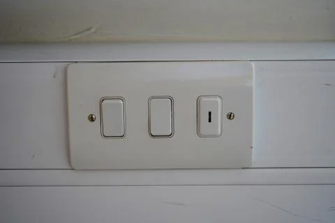 Double light switch on a wall 스톡 사진
