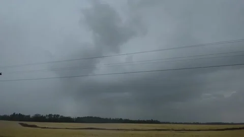 Double Lightning strike in the distance in the country during a storm in the  Stock Footage 176077791