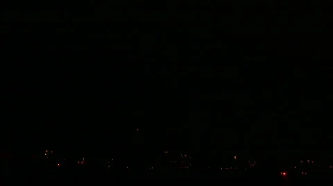 Double lightning strikes over downtown city Stock Footage 360443