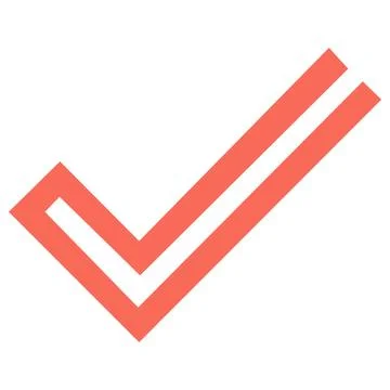 Double line red checkmark minimal graphic icon Stock Illustration