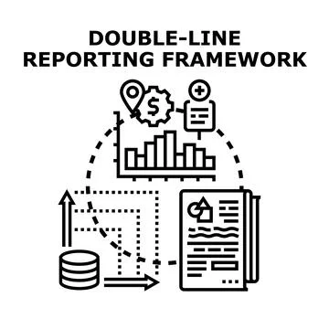 Double line reporting framework for business data analysis Stock Illustration