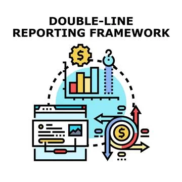 Double line reporting framework system analyzing financial data Stockillustratie