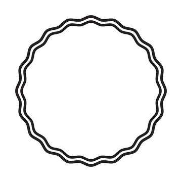 Double Line Wavy Circle Frame Decorative Vector Illustration Stock Illustration