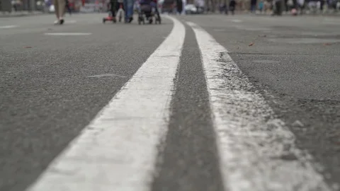 Double Lines Road Marking Stock Footage 127261807