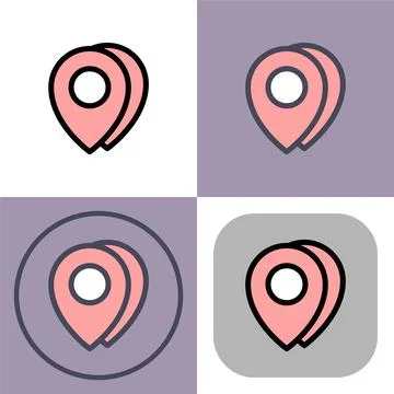 Double Location Pin- GPS Navigation Icons Set Stock-Illustration