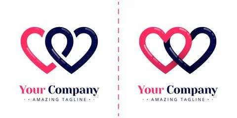 Double love logo for connected and infinity relationships. Templates can be u Stock Illustration