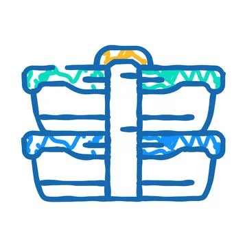 Double lunchbox icon doodle illustration Stock Illustration