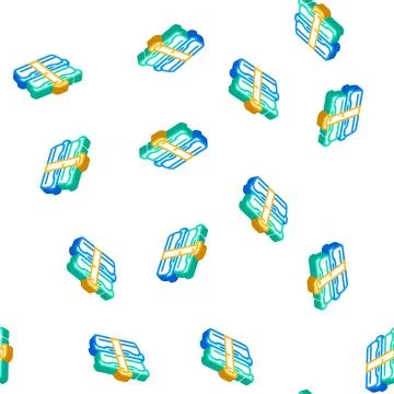 Double lunchbox isometric icon seamless pattern color Stock Illustration
