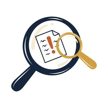 Double Magnifying Glass Analyzing Document Vector Illustration Stock Illustration