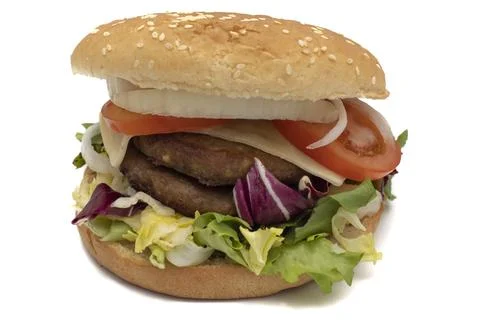 A double meat burger Stock Photos