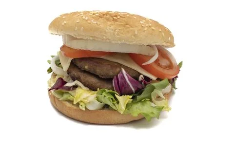 A double meat burger Stock Photos