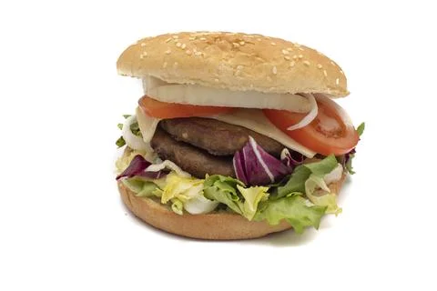 A double meat burger Stock Photos