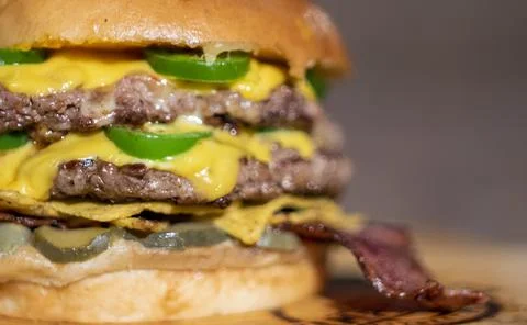 Double mexican burger. Stock Photos