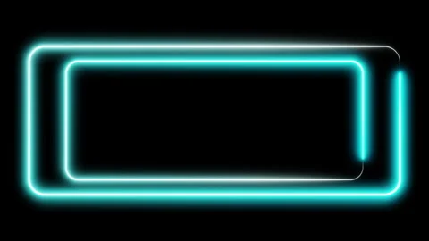 Double neon frame cyan and white lights motion loops square on black background Stock Footage 265198071