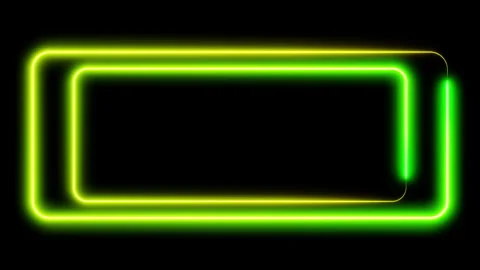 Double neon frame green and yellow lights motion loops square on black Stock Footage 265198086