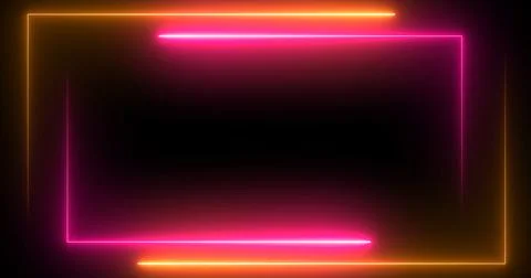 Double neon rectangles outlines moving with empty copyspace in black. Squar.. Stock Illustration