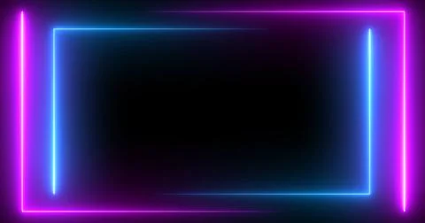 Double neon rectangles outlines moving with empty copyspace in black. Squar.. Stock Illustration