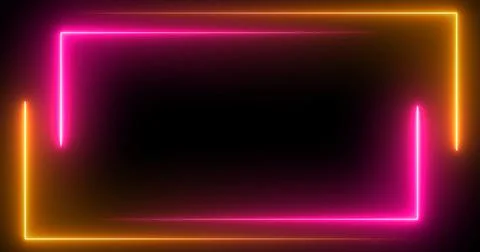 Double neon rectangles outlines moving with empty copyspace in black. Squar.. Stock Illustration