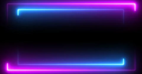 Double neon rectangles outlines moving with empty copyspace in black. Squar.. Stock Illustration