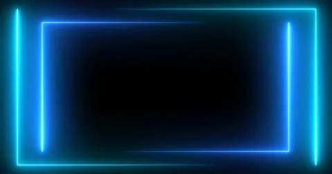 Double neon rectangles outlines moving with empty copyspace in black. Squar.. Stock Illustration