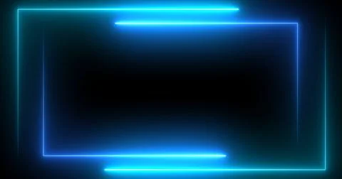 Double neon rectangles outlines moving with empty copyspace in black. Squar.. Stock Illustration