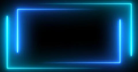 Double neon rectangles outlines moving with empty copyspace in black. Squar.. Stock Illustration