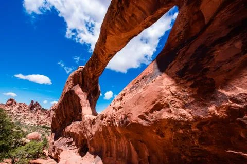 Double o arch formation in th edevil's garden section Stock Photos
