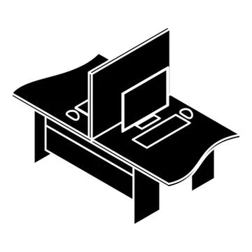 Double office table icon, simple style Stock-Illustration