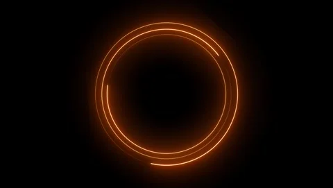Double orange neon ring on black background abstract Video stock 318502697