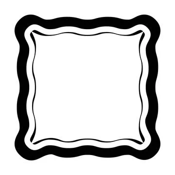 Double Outline Wave Frame Glyph Ornamental Square Border 库存插图