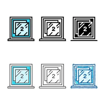 Double pane styles windows energy conservation color icon vector Stock Illustration